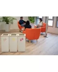 Poubelle tri sélectif design TERAWOOD 65L - Corps Blanc