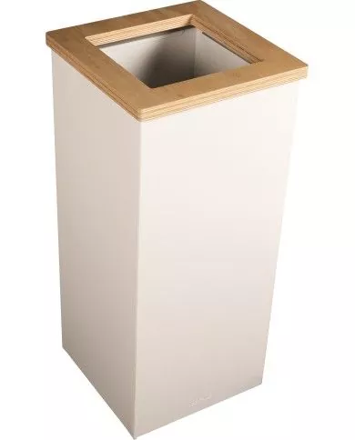 Poubelle tri sélectif design TERAWOOD 65L - Corps Blanc