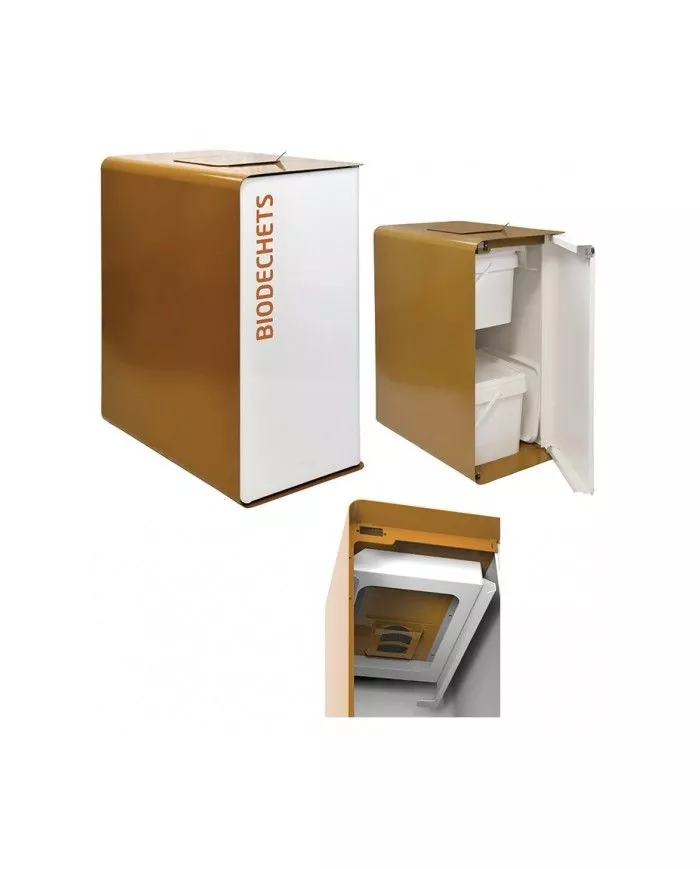 Poubelle tri sélectif TERACUB 2x20L - BIODECHETS - Blanc