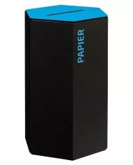 Poubelle de tri - design TERAHEX 50L - BLEU PAPIER - Corps Gris Manganèse - conteneur de recyclage, poubelle de tri sélectif,