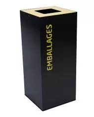 Poubelle de tri - design TERAFLEX 40L - JAUNE EMBALLAGES - Corps Gris Manganèse - Sans marquage - conteneur de recyclage,