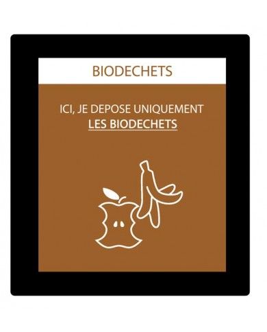 Sticker adhésif pour plaque signalétique poubelle tri sélectif TERAFLEX - Brun - Flux Biodéchets