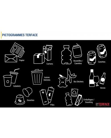 Stickers adhésifs pour poubelle tri sélectif - Blanc  - 12