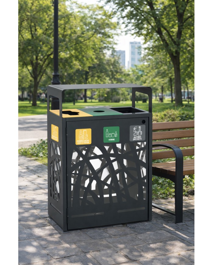 Poubelle de tri sélectif TERABEL 3 x 60 L - Extérieur - 3 Poubelle de tri sélectif TERABEL 3 x 60 L - Extérieur - 3