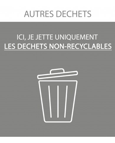Sticker adhésif pour plaque signalétique poubelle tri sélectif TERAFLEX - Gris - Flux Autres Déchets  - 2