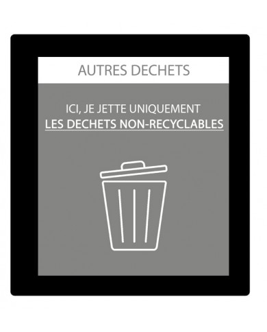 Sticker adhésif pour plaque signalétique poubelle tri sélectif TERAFLEX - Gris - Flux Autres Déchets  - 1