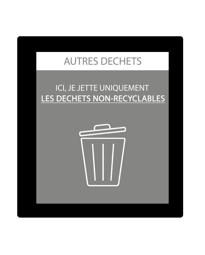 Sticker adhésif pour plaque signalétique poubelle tri sélectif TERAFLEX - Gris - Flux Autres Déchets  - 1