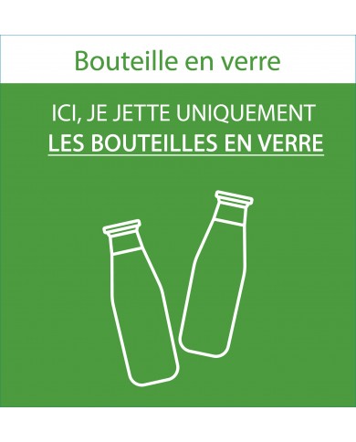 Sticker adhésif pour plaque signalétique poubelle tri sélectif TERAFLEX - Vert - Flux Verres  - 2