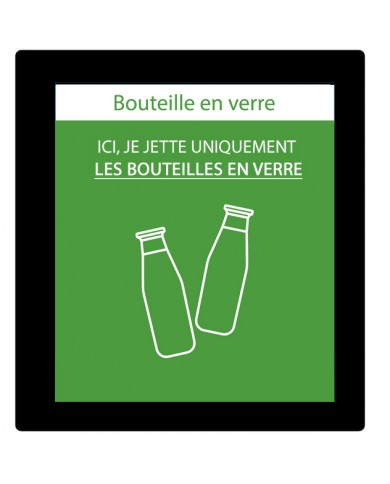 Sticker adhésif pour plaque signalétique poubelle tri sélectif TERAFLEX - Vert - Flux Verres